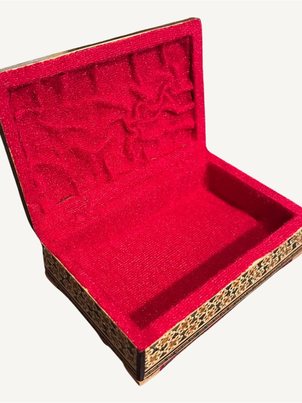 Antique Hand Painted Khatam Kari Persian Wood Micro Mosaic Inlay Hinged Box - Picture 10 of 10